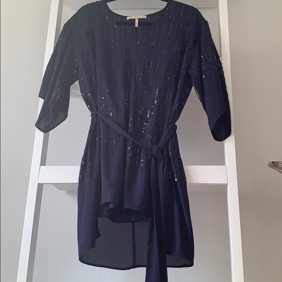 Halston Heritage Navy Kimono Cocktail Dress - Picture 3 of 7
